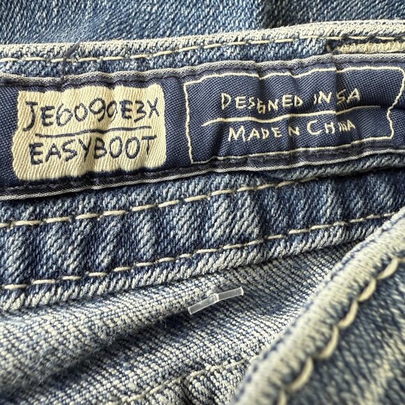 Miss Me Easy Bootcut Jeans 26 Fleur-De-Lis Embellished Ripped Patch Grunge - Picture 5 of 14